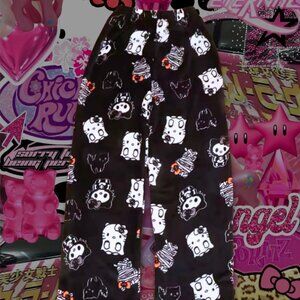 Black Hello Kitty Halloween Pajama Pants Sanrio Y2K Women’s Woolen Loung Pants